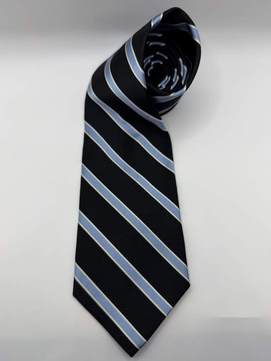 Brooks Brothers Other - Brooks Brothers Men’s Silk Black Light‎ Blue Ribbed Textured Diagonal Stripe Tie